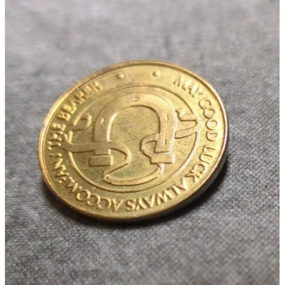 May Good Luck Always Accompany The Bearer Metal Token Coin Lucky Goldn Horseshoe